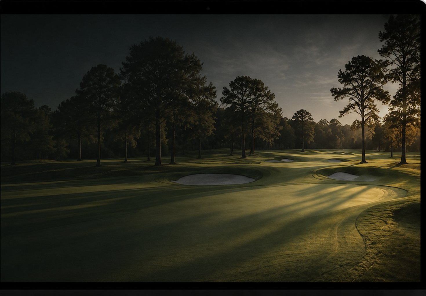 Golf course at dusk